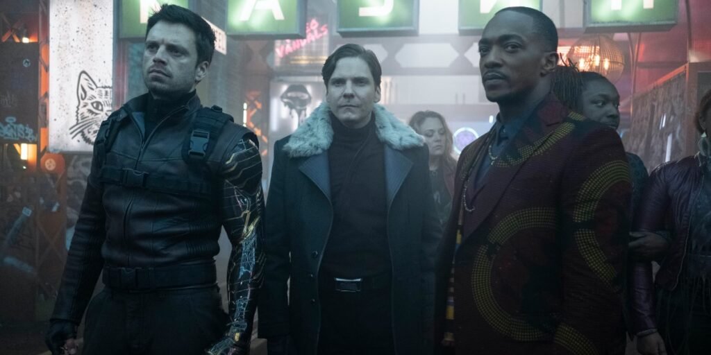 Bucky (Sebastian Stan), Zemo (Daniel Brühl) and Sam (Anthony Mackie) during a scene from 'The Falcon and the Winter Soldier' episode three | Agents of Fandom