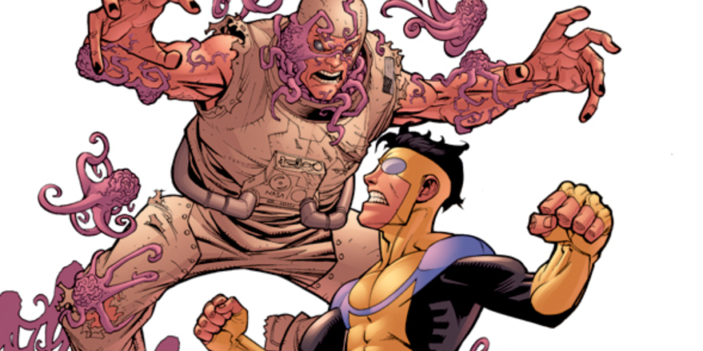 Art by Ryan Ottley of Invincible facing the alien Sequids for the cover of Invincible #40 | Agents Of Fandom