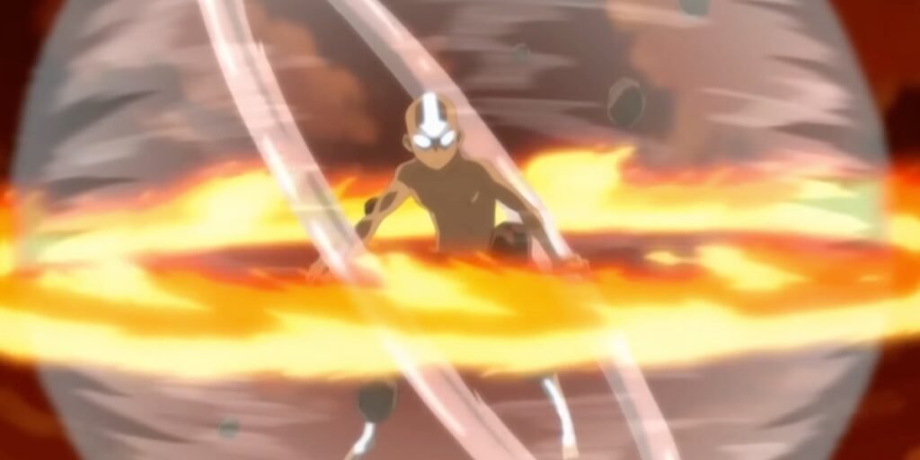 Aang showing off his power as the master of all four elements in his fight against Fire Lord Ozai in Avatar: The Last Airbender | Agents of Fandom
