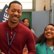 Janine Teagues and Gregory Eddie from "Abbott Elementary" walk down the hall with smiles together. | Agents of Fandom