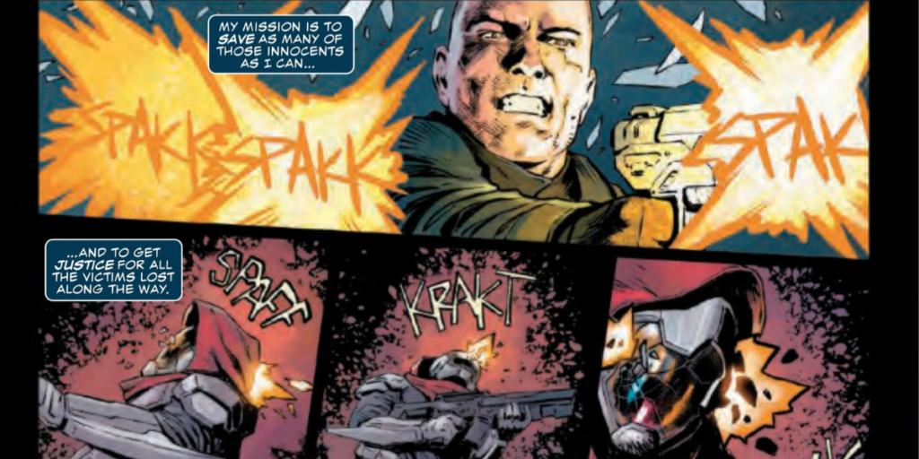Art by Dave Watcher of The Punisher taking out his enemies with a spray of bullets from Punisher #4| Agents Of Fandom