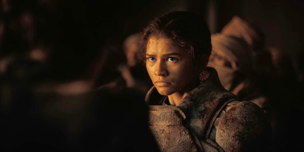 A close up still of Zendaya in Dune: Part Two | Agents of Fandom