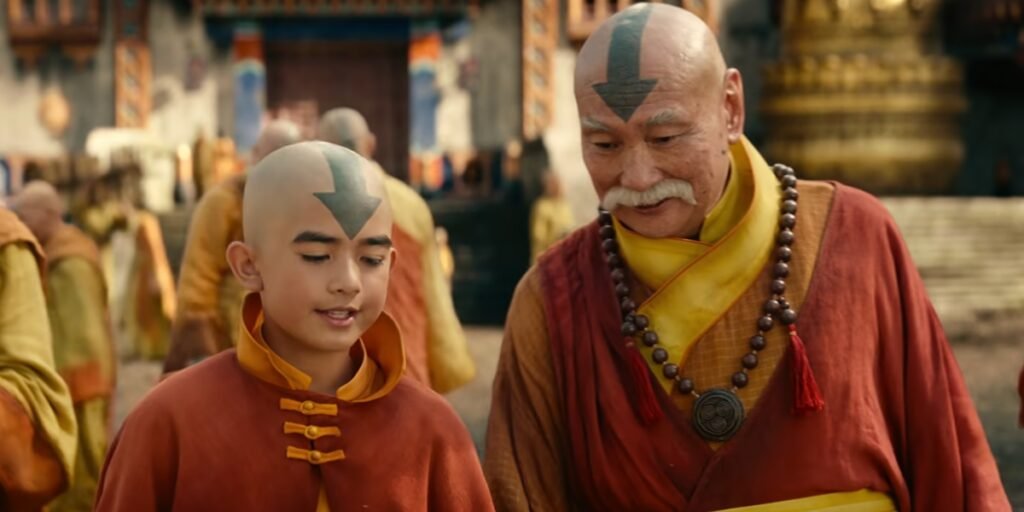 Avatar Aang at the Southern Air Temple with Monk Gyatso before the war in Avatar: The Last Airbender | Agents of Fandom