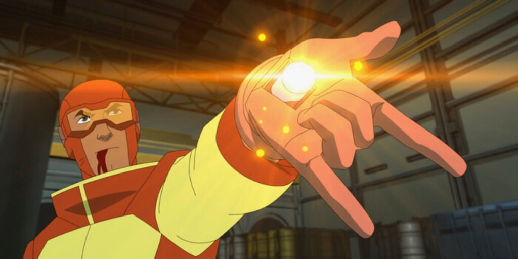 Rex Splode holding out his hand with a glowing bomb in Invincible Season 2, Episode 5 | Agents of Fandom