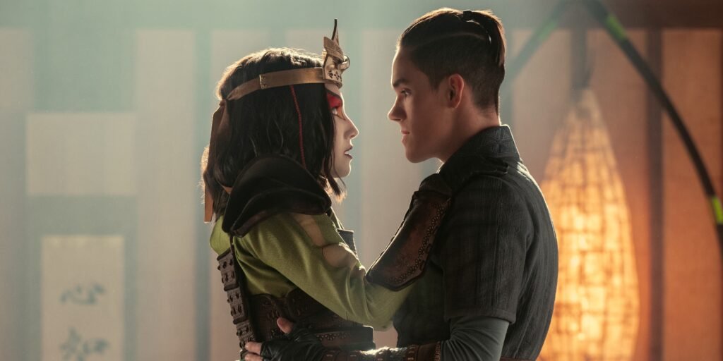 Suki and Sokka share a close moment together during their Kyoshi Warrior training. | Agents of Fandom