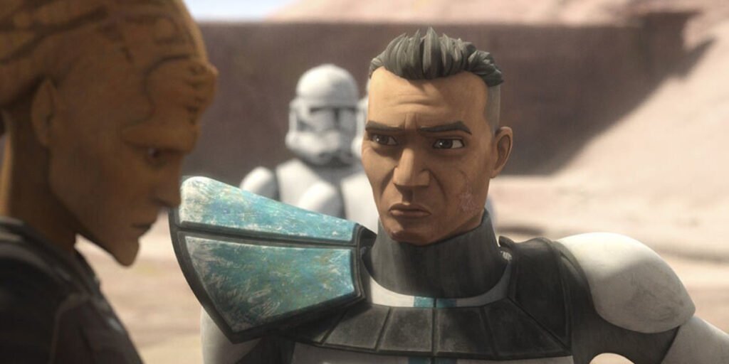 A close up still of Captain Howzer talking to Cham Syndulla in The Clone Wars | Agents of Fandom