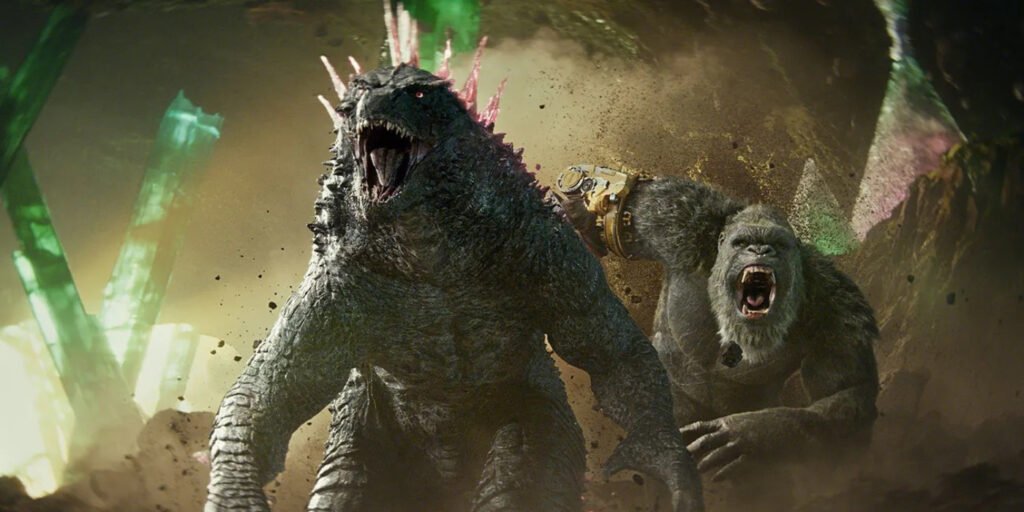 Godzilla and Kong running towards the Scar King in Godzilla X Kong: The New Empire | Agents of Fandom