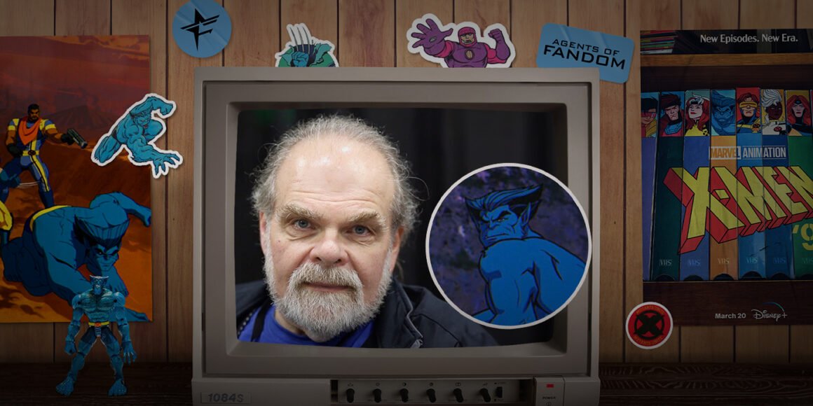 George Buza and Beast on an old TV surrounded by X-Men '97 stickers | Agents of Fandom