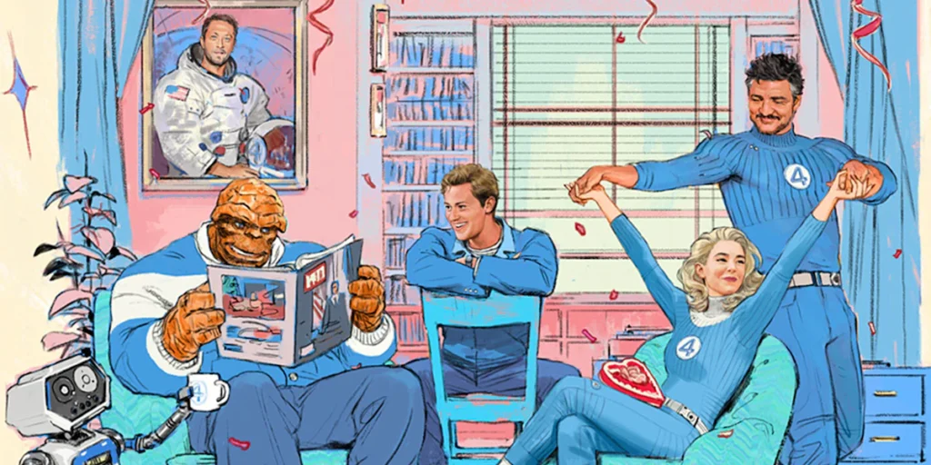 Marvel Studios' concept art for the MCU's Fantastic Four movie featuring Ebon Moss-Bachrach, Joseph Quinn, Vanessa Kirby, and Pedro Pascal | Agents of Fandom