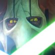 Closeup of General Grievous as he crosses lightsabers with Morgan Elsbeth's mother in Tales of the Empire | Agents of Fandom