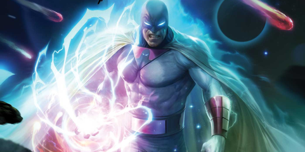 Artwork by Francesco Mattina of Space Ghost holding his cosmic power while walking through space for the cover of Space Ghost #1 | Agents of Fandom