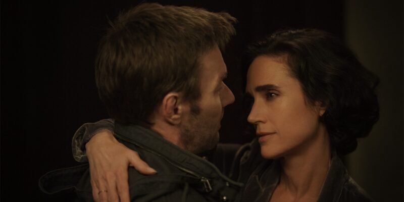 Jennifer Connelly staring into Joel Edgerton's eyes with his right arm around his neck in Dark Matter | Agents of Fandom