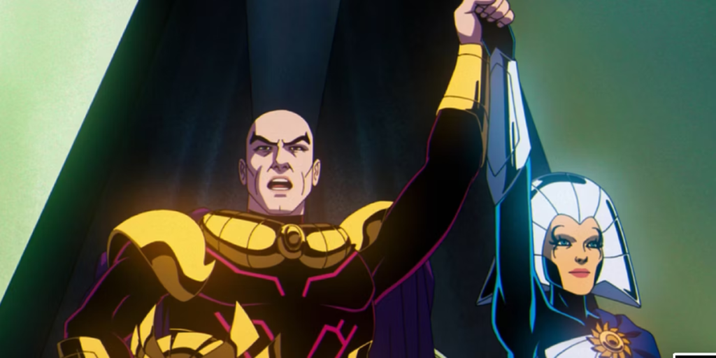 Charles Xavier and Lilandra raise their clasped hands to the Shi'ar Empire in X-Men '97 Episode 6 | Agents of Fandom