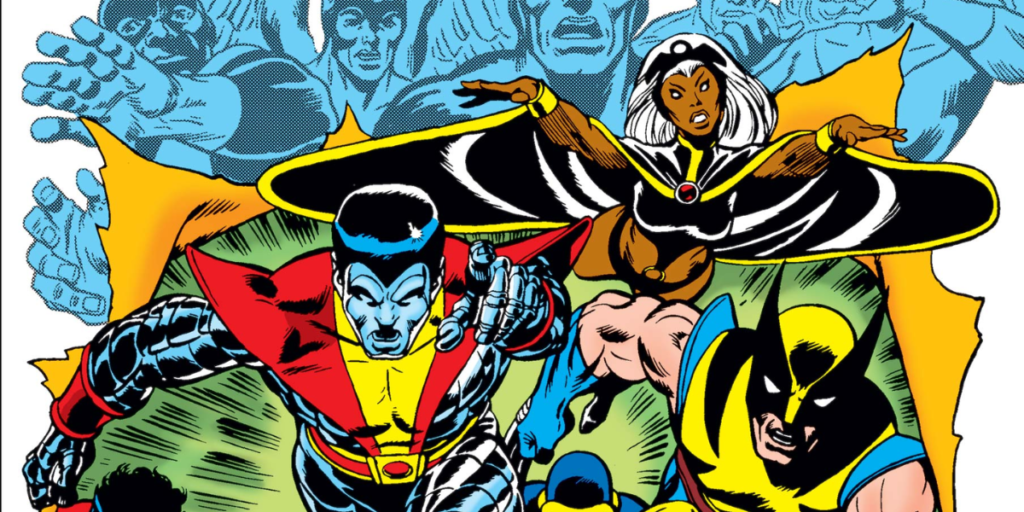 Artwork by Gil Kane and Dave Cockrum of Colossus, Wolverine, and Storm bursting out of the cover of Giant-Sized X-Men by Chris Claremont | Agents of Fandom