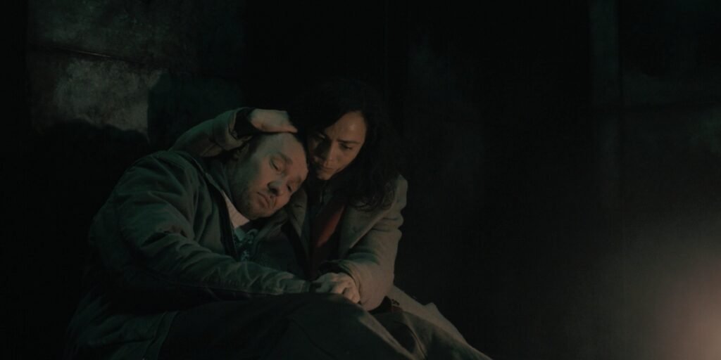 Alice Braga holding Joel Edgerton in her arms inside the box in Dark Matter Episode 5 | Agents of Fandom