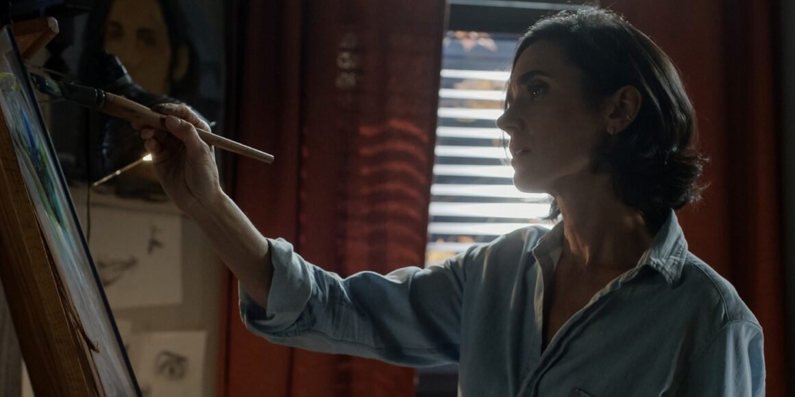 Jennifer Connelly as Daniela Dessen painting with a window behind her in Dark Matter Episode 6 | Agents of Fandom