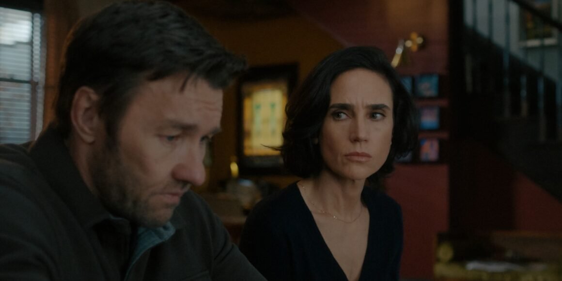 Jennifer Connelly staring at Joel Edgerton who is staring at the ground in Dark Matter Episode 7 | Agents of Fandom