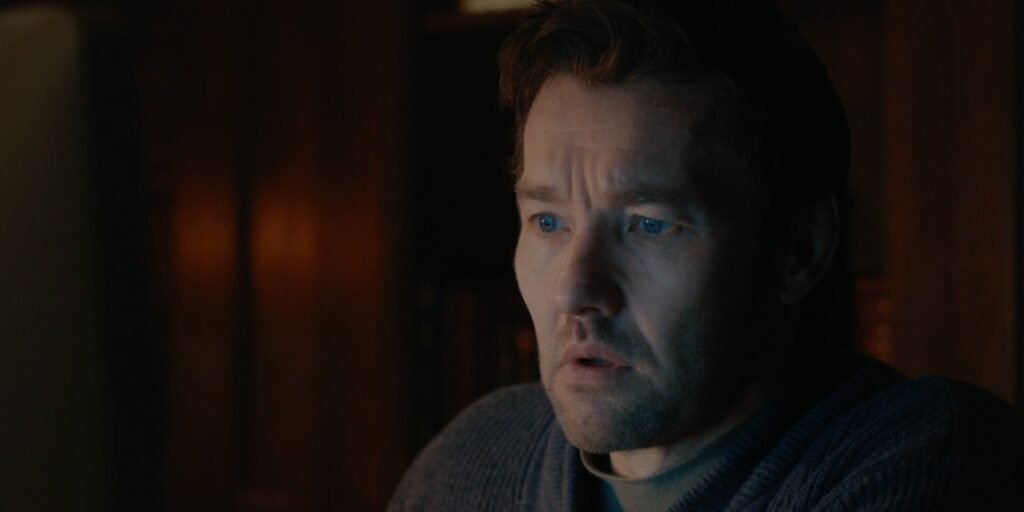 A close up still of Joel Edgerton looking concerned in the Dark Matter Finale | Agents of Fandom