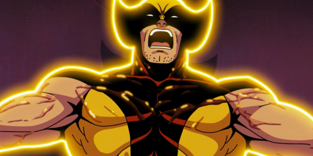 a photo of Wolverine screaming in pain while magnetos magnetic powers surround him and blood comes out of his chest and arms from X-Men '97 | Agents of Fandom