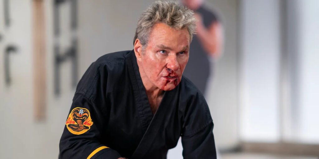 John Kreese with a bloody face after fighting an opponent in Cobra Kai | Agents of Fandom