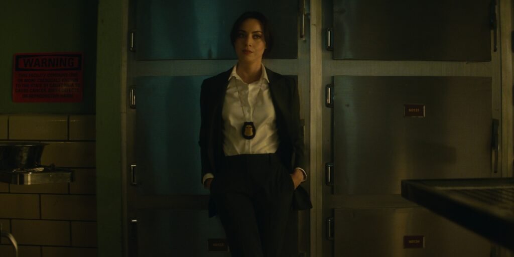 Aubrey Plaza makes her MCU debut as Rio Vidal in Agatha All Along, standing in front of body refrigerators in the morgue | Agents of Fandom