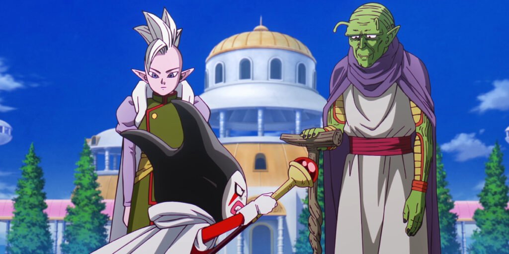 Degesu (Junya Enoki), Gomah (Showtaro Morikubo), and Neva (Hiroshi Naka) on The Lookout in Dragon Ball Daima | Agents of Fandom