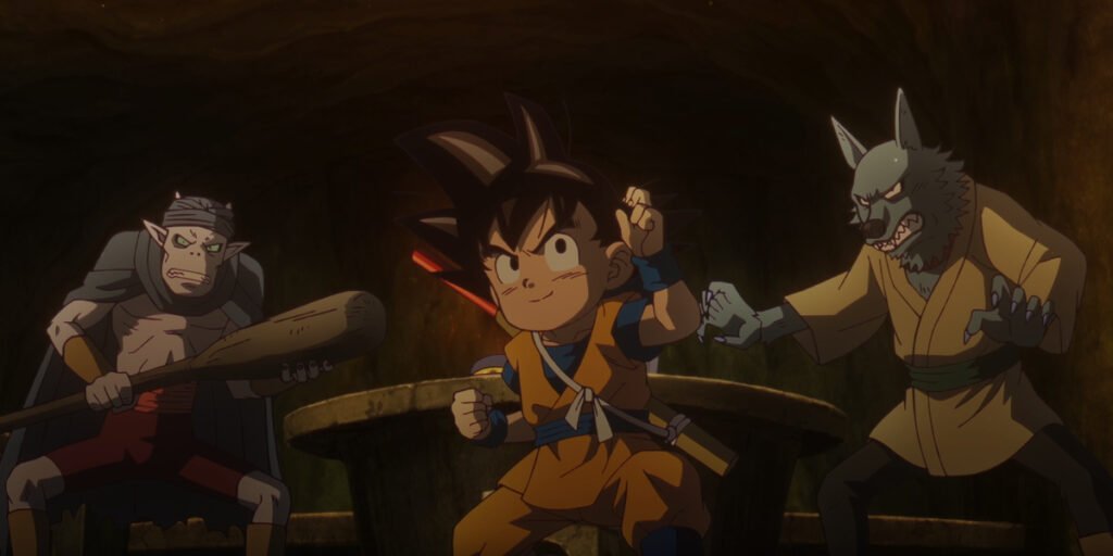 Goku (Masako Nozawa) in a fighting stance against Demon Realm creatures in Dragon Ball Daima Episode 3 | Agents of Fandom