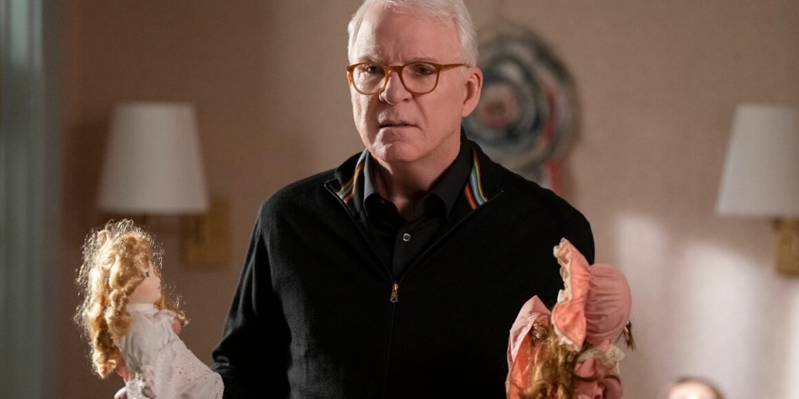 Steve Martin holding a doll in Only Murders in the Building Season 4 | Agents of Fandom