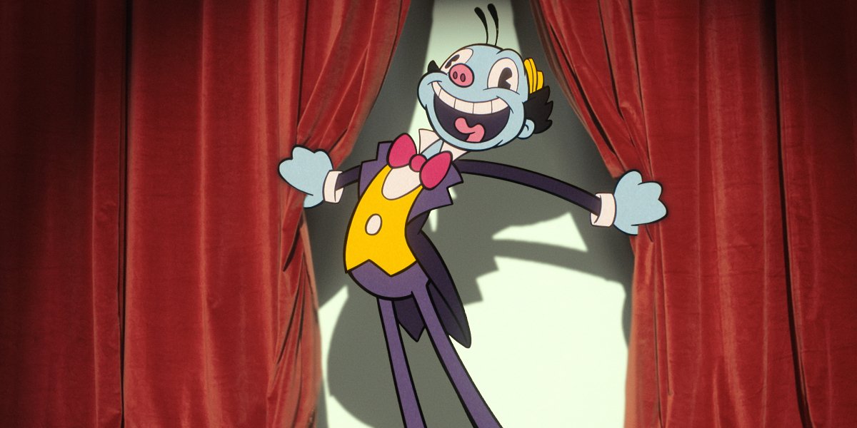 Mr. Ring-a-Ding popping out of cinema curtains in Doctor Who Season 2 Episode 2 | Agents of Fandom