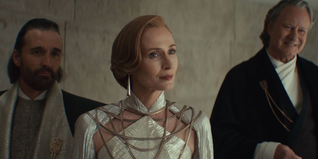 Mon Mothma standing between Perrin Fartha and Luthen Rael in Andor Season 2 | Agents of Fandom
