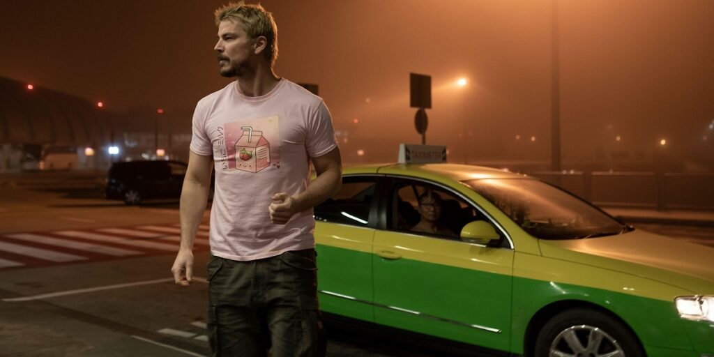 Josh Hartnett in front of a lime green car in Fight or Flight | Agents of Fandom