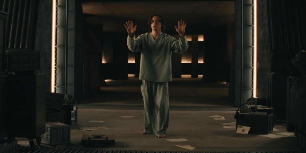 Lewis Pullman as Bob standing in a hospital gown in Thunderbolts* | Agents of Fandom