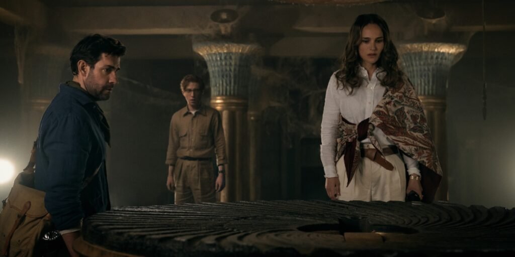 John Krasinski and Natalie Portman in the Pyramids of Giza trying to solve one last puzzle to find the fountain of youth. | Agents of Fandom