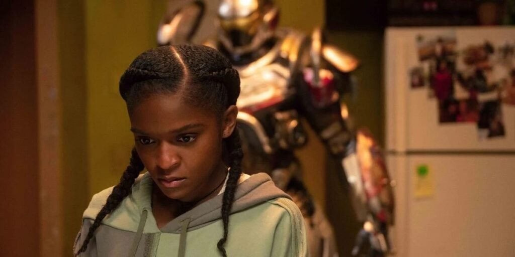 Dominique Thorne as Riri Williams in Ironheart standing in front of her suit | Agents of Fandom