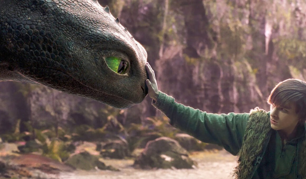 Hiccup reaching out to touch Toothless in the How To Train Your Dragon Live Action Remake | Agents of Fandom