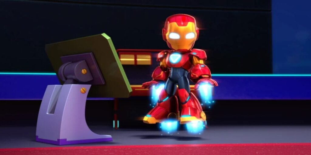 Iron Man levitates in his lab in Iron Man and His Awesome Friends | Agents of Fandom