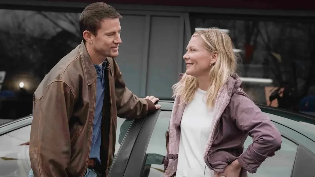 Channing Tatum exhibits an infectious amount of charm and humility as he begins to fall in love with Kirsten Dunst's character of Leigh in Roofman | Agents of Fandom