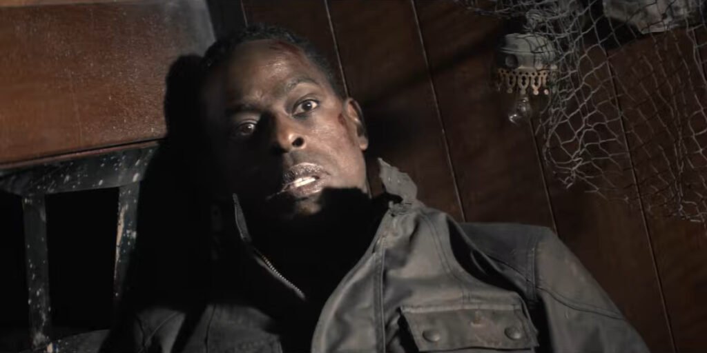 Xavier Collins (Sterling K. Brown) looking shocked after his plane crash lands in Paradise Season 2 | Agents of Fandom