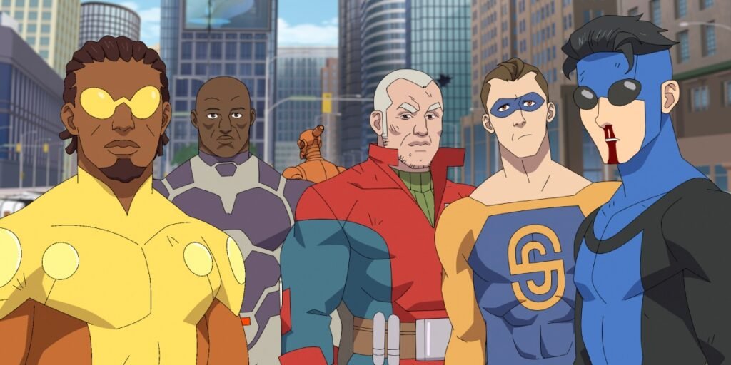 Invincible poses with the Guardians of the Globe is Season 4 | Agents of Fandom