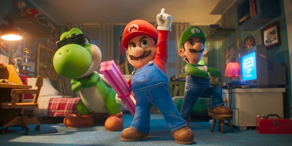 Mario and Luigi with Yoshi (wearing sunglasses) in 2026's The Super Mario Galaxy Movie | Agents of Fandom