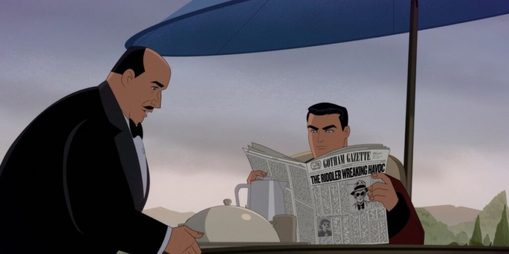 Alfred and Bruce Wayne discussing The Riddler | Agents of Fandom