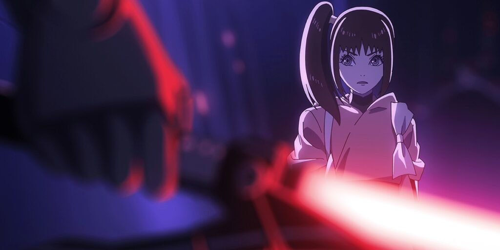 Kara is confronted with a red lightsaber in The Ninth Jedi | Agents of Fandom